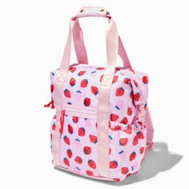 Claire's Strawberry print nylon tote style backpack Angebot