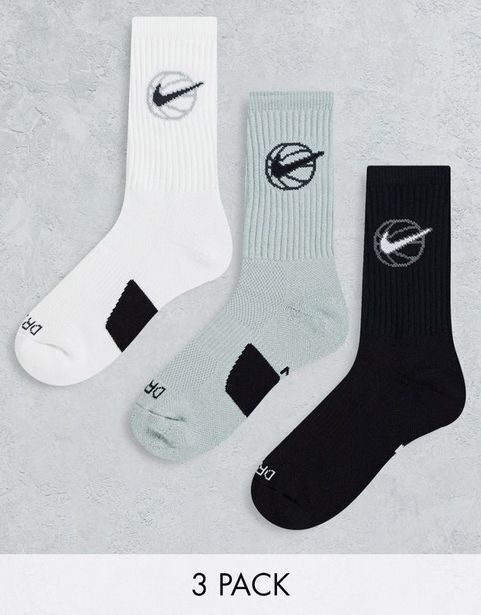 ASOS Nike basketball – 3er-pack unisex-socken in weiß, grau und schwarz Angebot