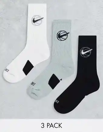 ASOS Nike basketball – 3er-pack unisex-socken in weiß, grau und schwarz Angebot