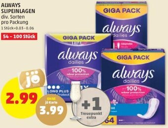 PENNY ALWAYS SLIPEINLAGEN div. Sorten pro Packung Angebot