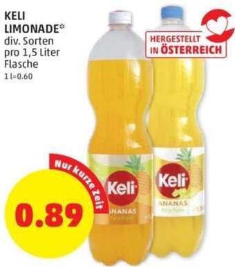 PENNY KELI LIMONADE* div. Sorten pro 1,5 Liter Flasche Angebot