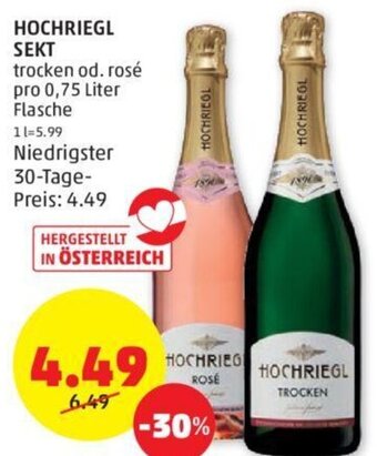 PENNY HOCHRIEGL SEKT trocken od. rosé pro 0,75 Liter Angebot