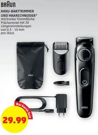 PENNY BRAUN AKKU-BARTTRIMMER UND HAARSCHNEIDER* mit breiter Trimmfläche Präzisonsrad mit 20 Längeneinstellungen von 0,5 - 10 mm Angebot