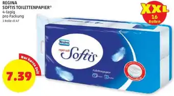 PENNY REGINA SOFTIS TOILETTENPAPIER* 4-lagig pro Packung Angebot