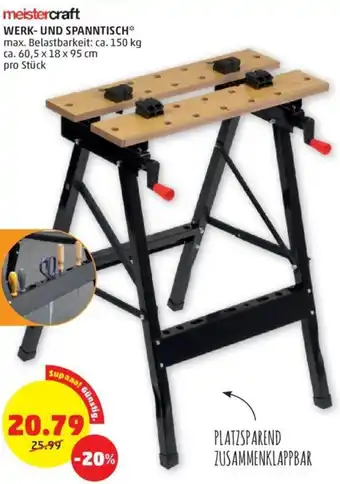 PENNY meistercraft WERK- UND SPANNTISCH** max. Belastbarkeit: ca. 150 kg ca. 60,5 x 18 x 95 cm pro Stück Angebot