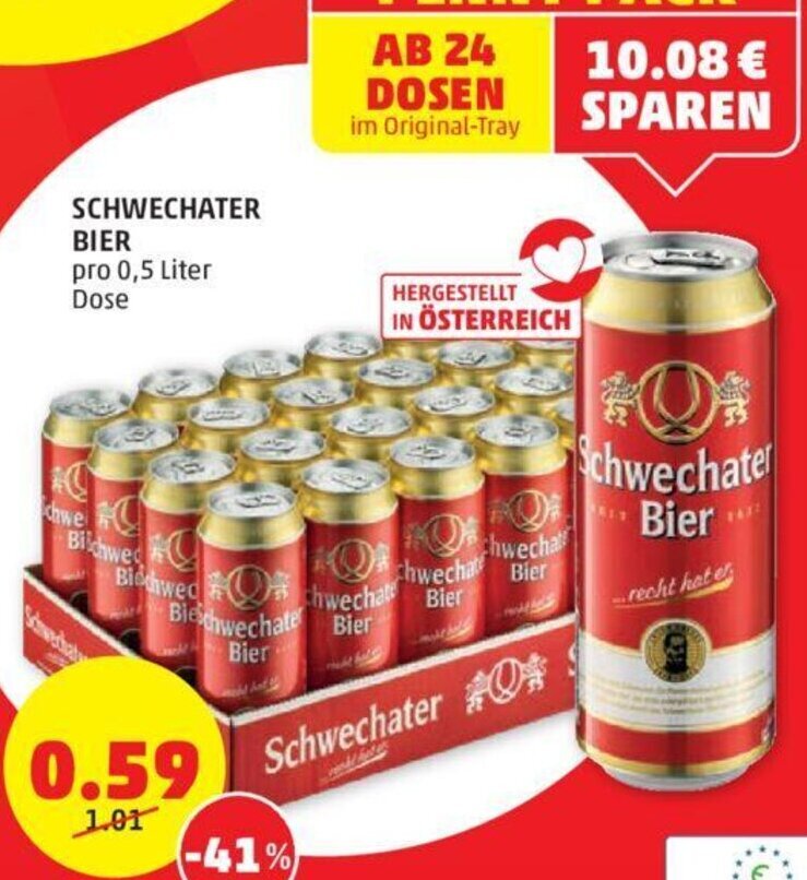 PENNY SCHWECHATER BIER pro 0,5 Liter Dose Angebot