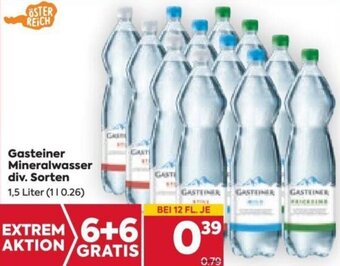 Billa Gasteiner Mineralwasser div. Sorten 1,5 Liter Angebot
