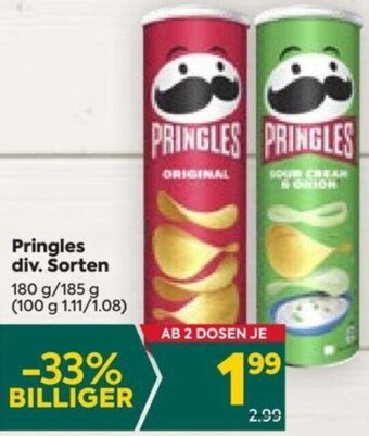Billa Pringles div. Sorten 180 g/ 185 g Angebot