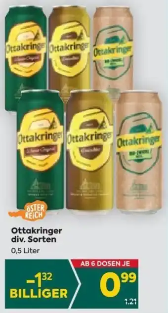 Billa Ottakringer div. Sorten 0,5 Liter Angebot