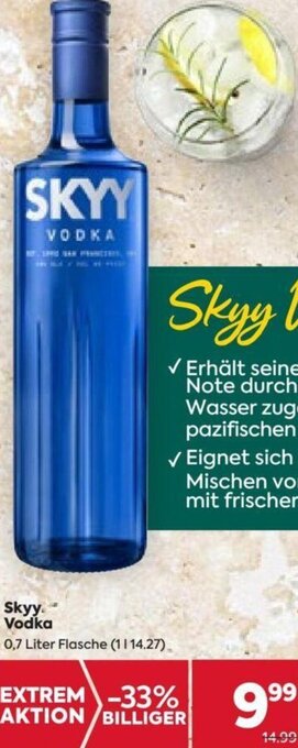 Billa Skyy. Vodka 0,7 Liter Flasche Angebot