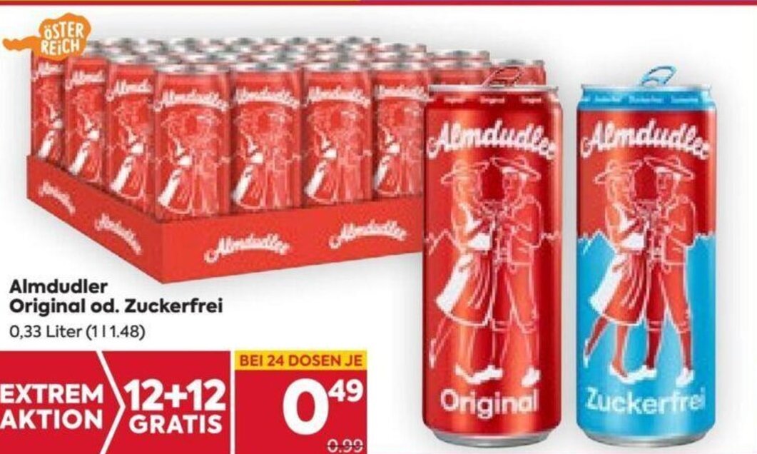 Billa Almdudler Original od. Zuckerfrei 0,33 Liter (111.48) Angebot