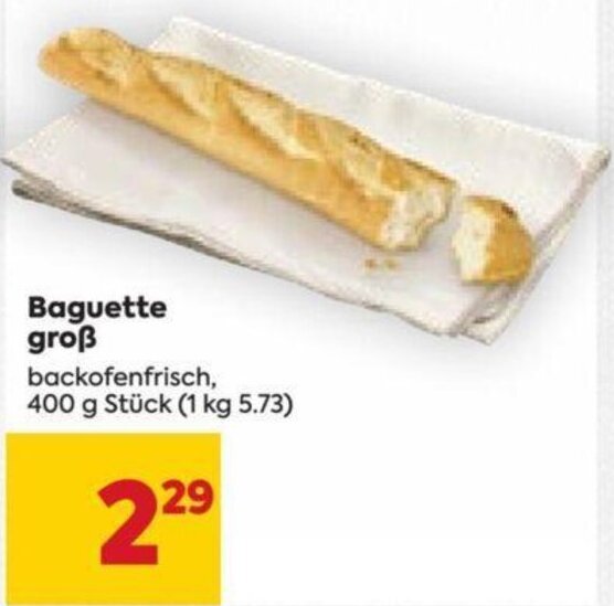 Billa Baguette groß backofenfrisch, 400 g Stück Angebot