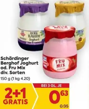 Billa Schärdinger Berghof Joghurt od. Fru Mix div. Sorten 150 g Angebot