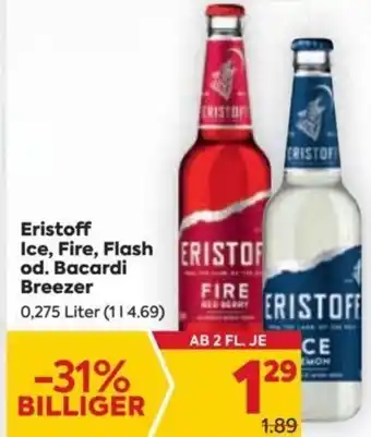 Billa Eristoff Ice, Fire, Flash od. Bacardi Breezer 0,275 Liter Angebot