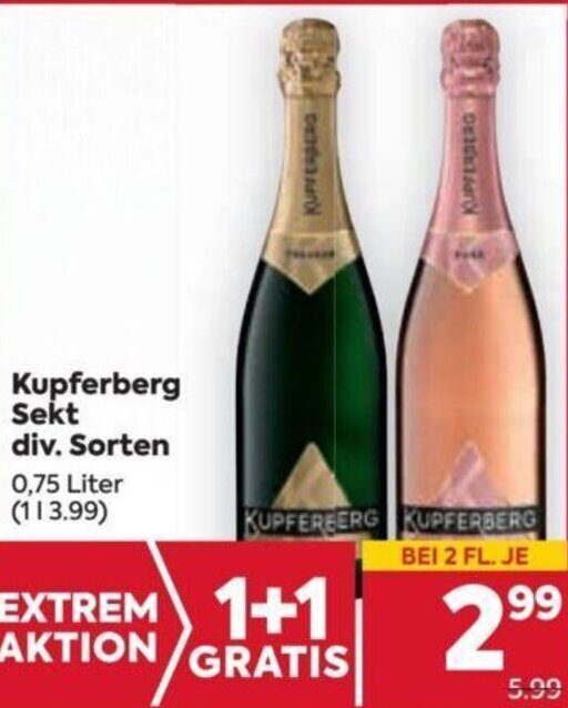 Billa Kupferberg Sekt div. Sorten 0,75 Liter Angebot