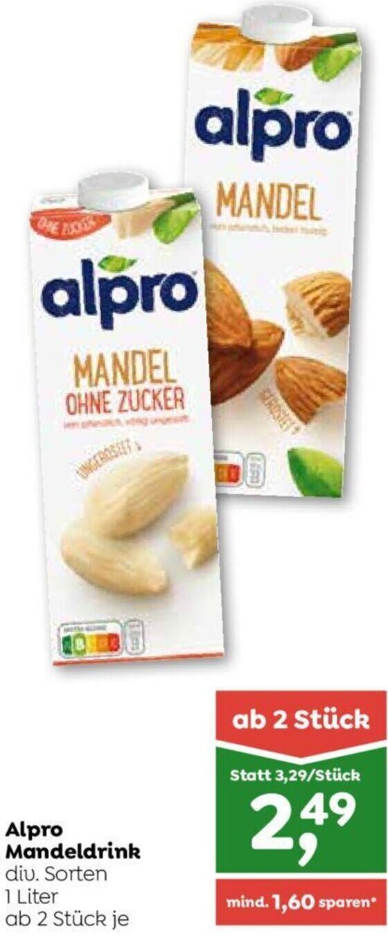 ADEG Alpro Mandeldrink div. Sorten 1 Liter Angebot