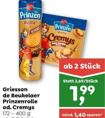 ADEG Griesson de Beukelaer Prinzenrolle od. Cremys 172 - 400 g ab 2 Stück je Angebot
