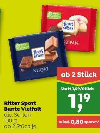 ADEG Ritter Sport Bunte Vielfalt div. Sorten 100 g ab 2 Stück je Angebot