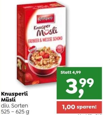 ADEG Knusperli Müsli diu. Sorten 525 - 625 g Angebot