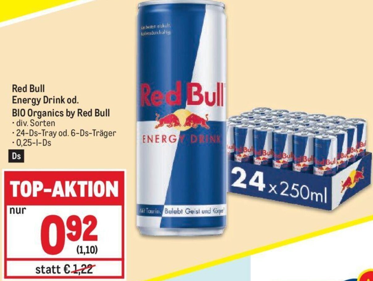 Metro Red Bull Energy Drink od. BIO Organics by Red Bull • div. Sorten Angebot