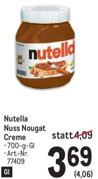 Metro Nutella Nuss Nougat Creme -700-g-Gl •Art.-Nr. 77409 Angebot