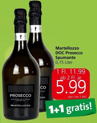 Spar Martellozzo DOC Prosecco Spumante 0,75 Liter Angebot