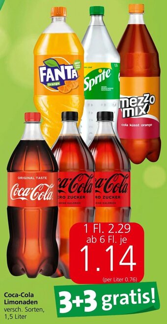 Spar Coca-Cola Limonaden versch. Sorten, 1,5 Liter Angebot