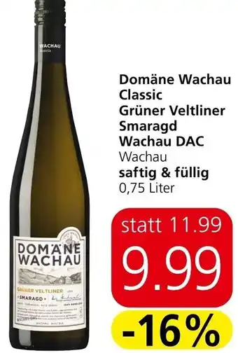 Spar Domäne Wachau Classic Grüner Veltliner Smaragd Wachau DAC saftig & füllig 0,75 Liter Angebot