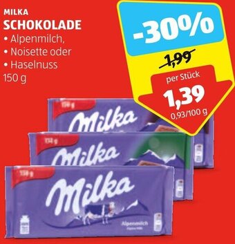 Hofer MILKA SCHOKOLADE 150 g Angebot