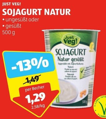Hofer JUST VEG! SOJAGURT NATUR 500 g Angebot