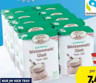 Hofer HAPPY HARVEST XXL WEIZEN-MEHL GLATT per Tray Angebot
