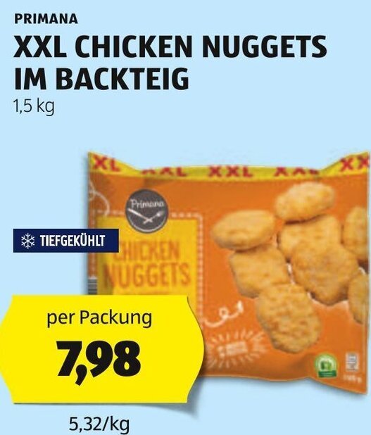 Hofer PRIMANA XXL CHICKEN NUGGETS IM BACKTEIG 1,5 kg Angebot