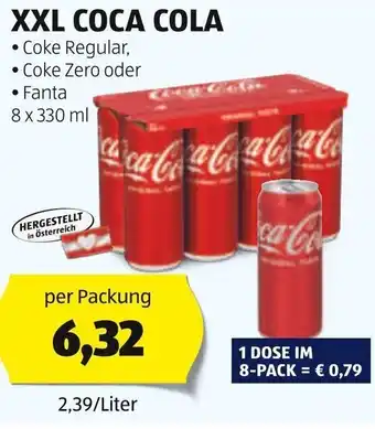 Hofer XXL COCA COLA 8 x 330 ml Angebot