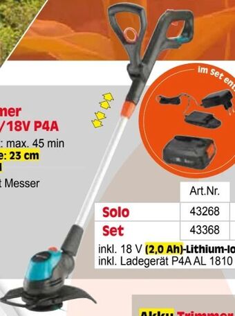 Zgonc Akku-trimmer easycut 23-18v p4a solo Angebot