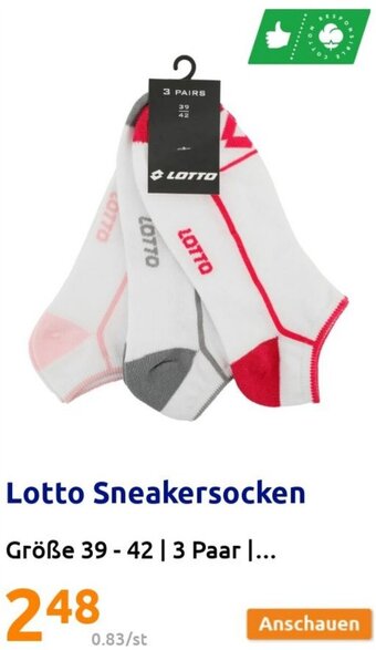 Action Lotto Sneakersocken Größe 39-42 | 3 Paar |... Angebot