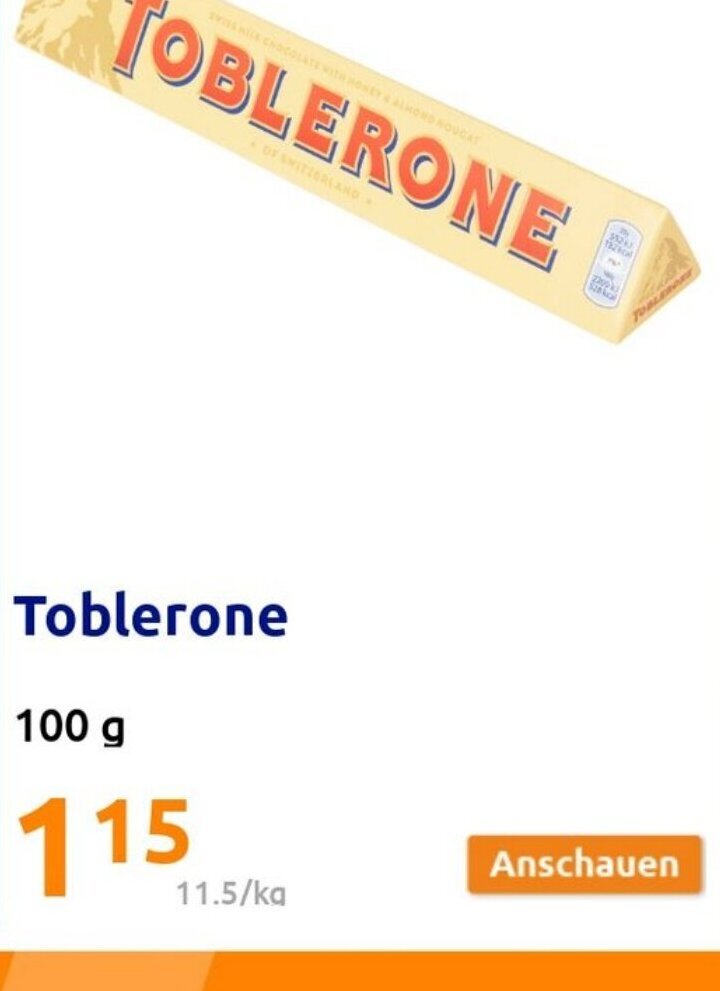 Action Toblerone 100 g Angebot