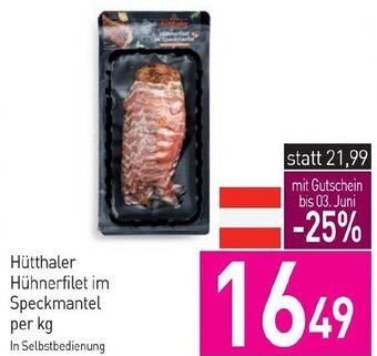 Sutterlüty Hütthaler Hühnerfilet im Speckmantel per kg Angebot