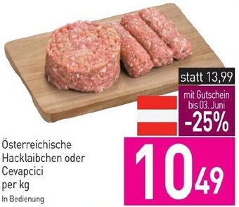 Sutterlüty Österreichische Hacklaibchen oder Cevapcici per kg Angebot