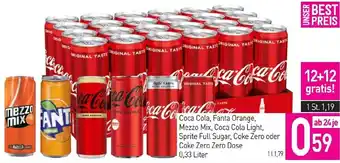 Sutterlüty Coca Cola, Fanta Orange, Mezzo Mix, Coca Cola Light, Sprite Full Sugar, Coke Zero oder Coke Zero Zero Dos 0,33 Liter Angebot