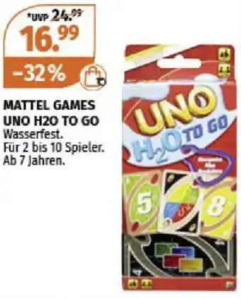 Müller MATTEL GAMES UNO H2O TO GO Wasserfest. Für 2 bis 10 Spieler. Ab 7 Jahren. Angebot