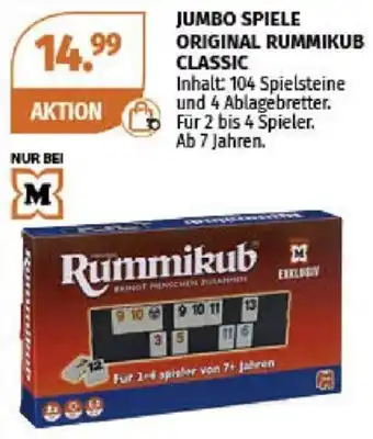 Müller JUMBO SPIELE ORIGINAL RUMMIKUB CLASSIC Inhalt: 104 Spielsteine und 4 Ablagebretter. Für 2 bis 4 Spieler. Ab 7 Jahren. Angebot