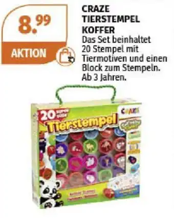 Müller CRAZE TIERSTEMPEL KOFFER Das Set beinhaltet 20 Stempel mit Tiermotiven und einen Block zum Stempeln. Ab 3 Jahren. Angebot