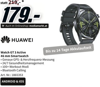 Media Markt HUAWEI Watch GT 3 Active 46 mm Smartwatch Angebot