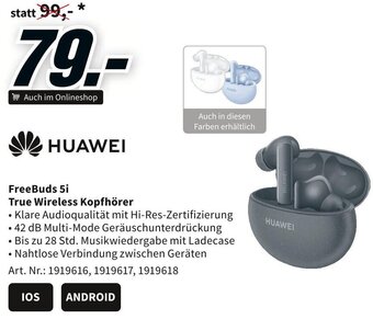 Media Markt HUAWEI FreeBuds 5i True Wireless Kopfhörer Angebot