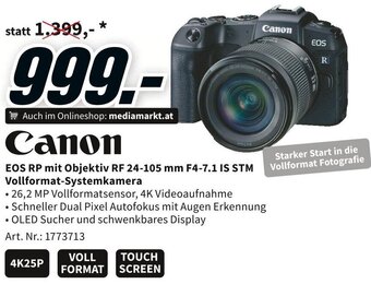 Media Markt Canon EOS RP mit Objektiv RF 24-105 mm F4-7.1 IS STM Vollformat-Systemkamera Angebot