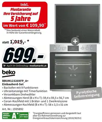 Media Markt beko BBUM12320XFP_A+ Einbauherd-Set Angebot