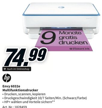 Media Markt hp Envy 6032e Multifunktionsdrucker Angebot