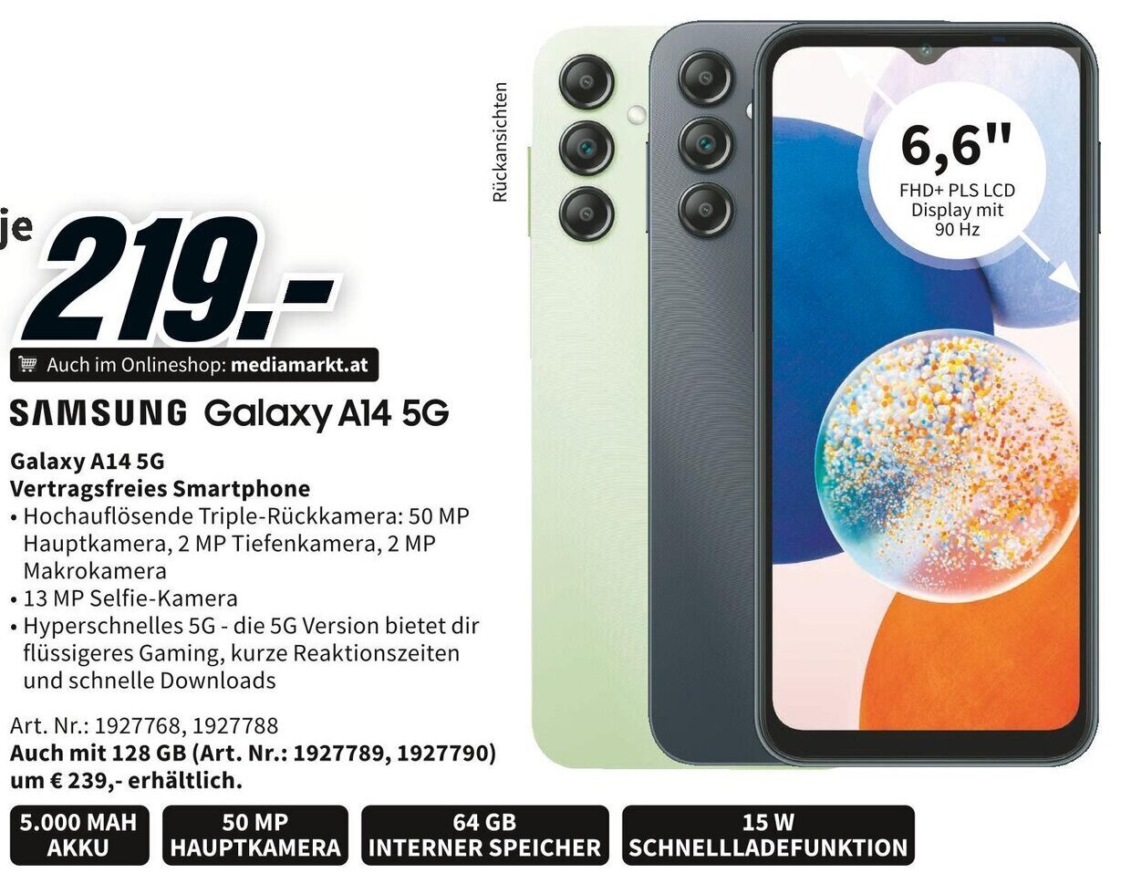 Media Markt SAMSUNG Galaxy A14 5G Galaxy A14 5G Vertragsfreies Smartphone Angebot