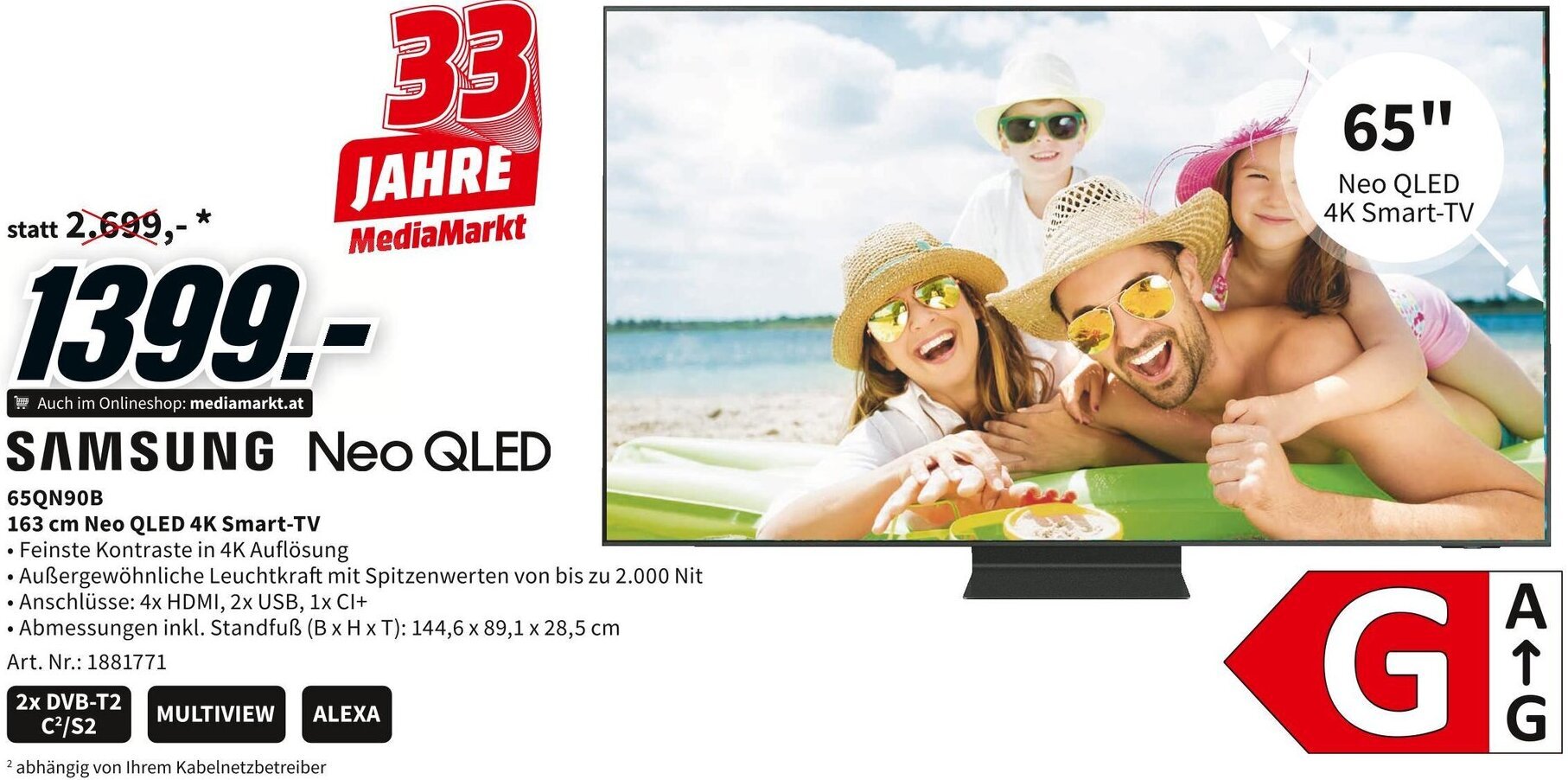 Media Markt SAMSUNG Neo QLED 163 cm Neo QLED 4K Smart-TV Angebot