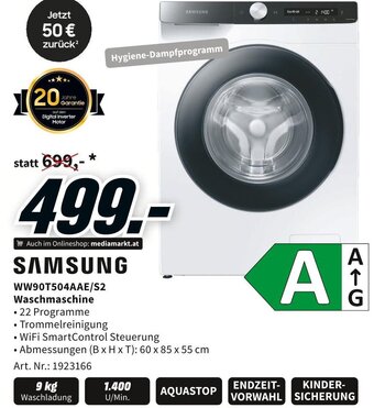 Media Markt Samsung WW90T504AAE/S2 Waschmaschine Angebot